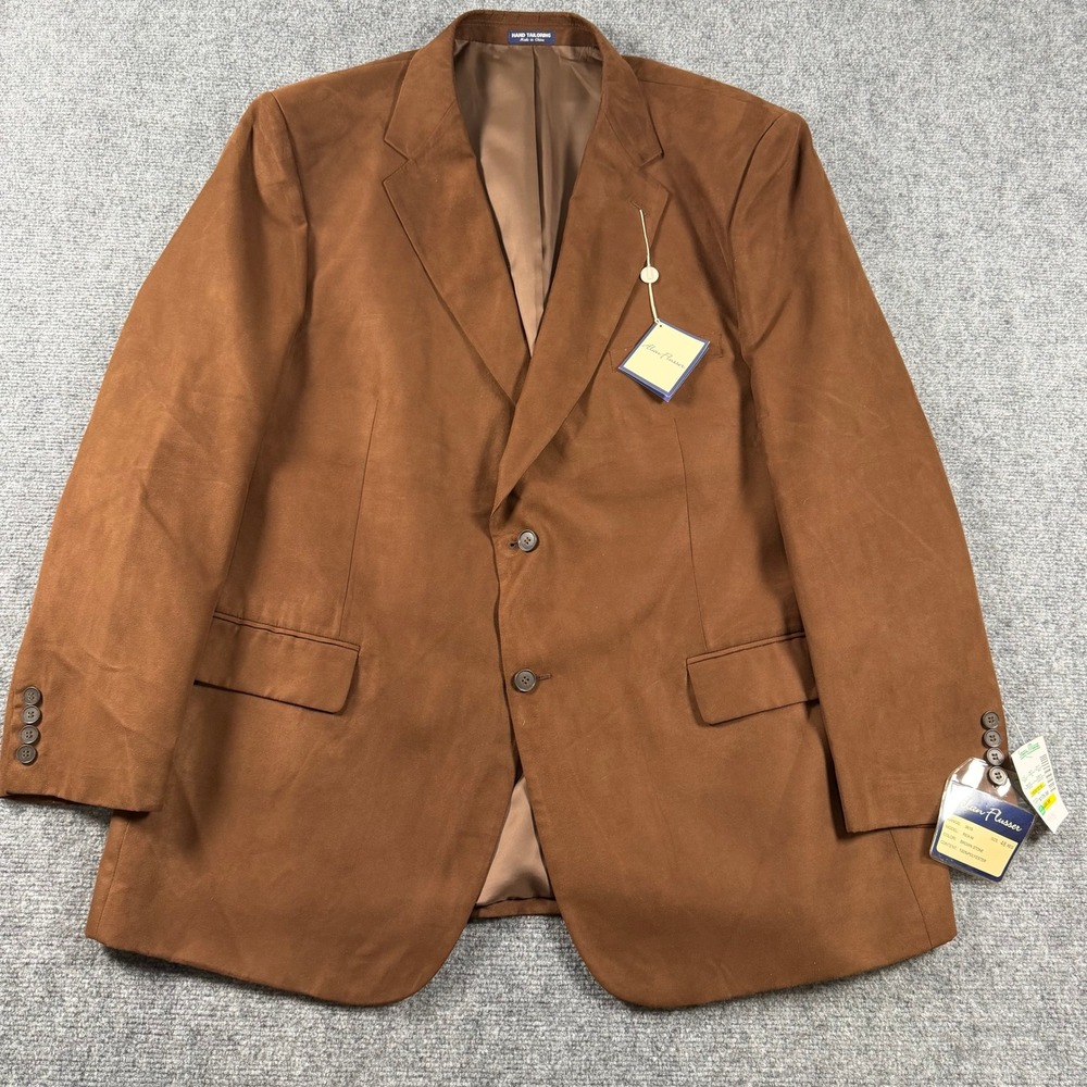 Alan Flusser Sport Coat Mens 48 Regular Brown Faux Suede Blazer Rex-M NWT